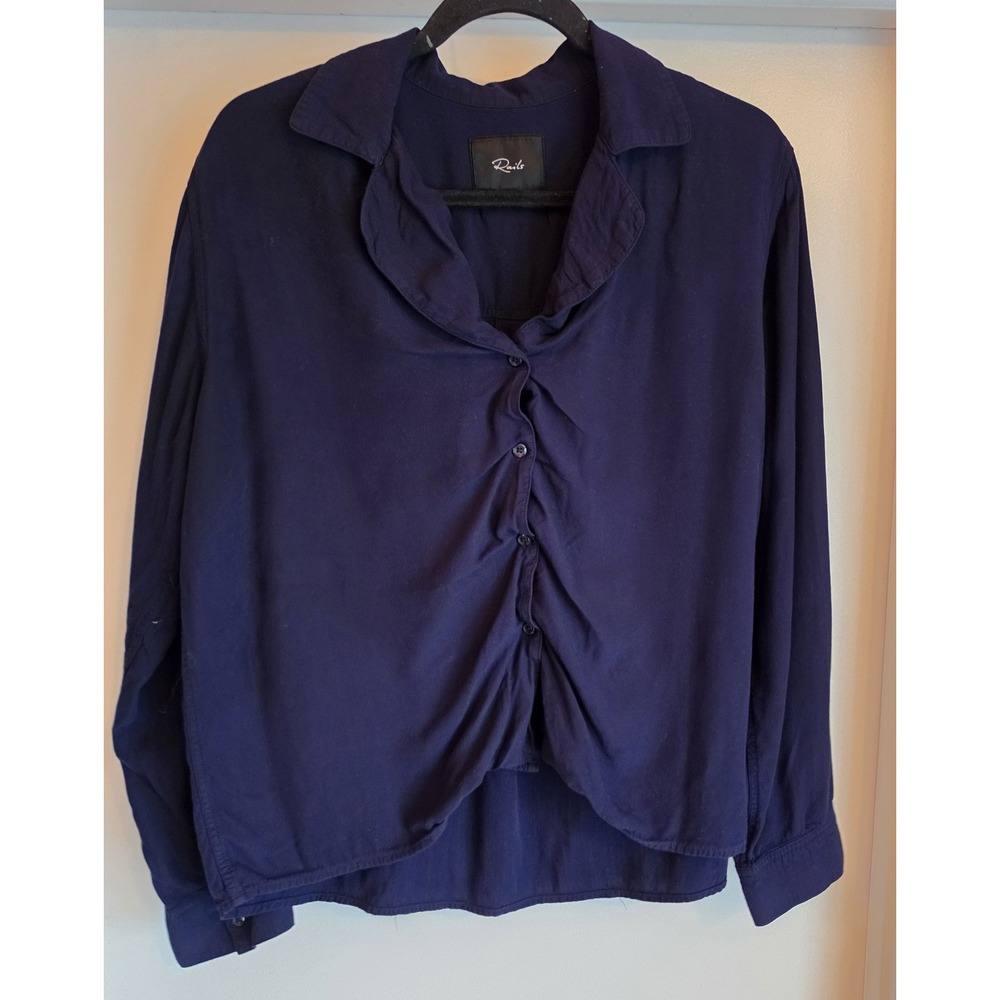 Rails Women Button-Down Shirt Size S Navy Long Sleeve Collared Button-Up Top